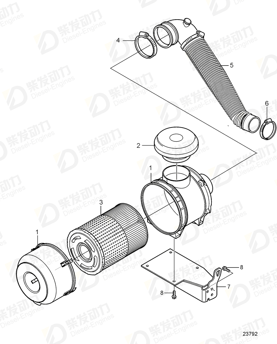 VOLVO Air cleaner 21010248 Drawing